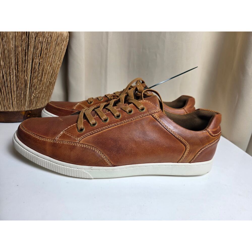 Jonsen Milan Brown Leather Lace Up Memory Foam Sneaker Casual Shoes Mens Size 13